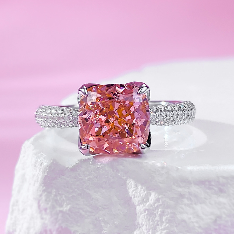 Mikamu jewelry s925 Silver Goddess pink flower ring