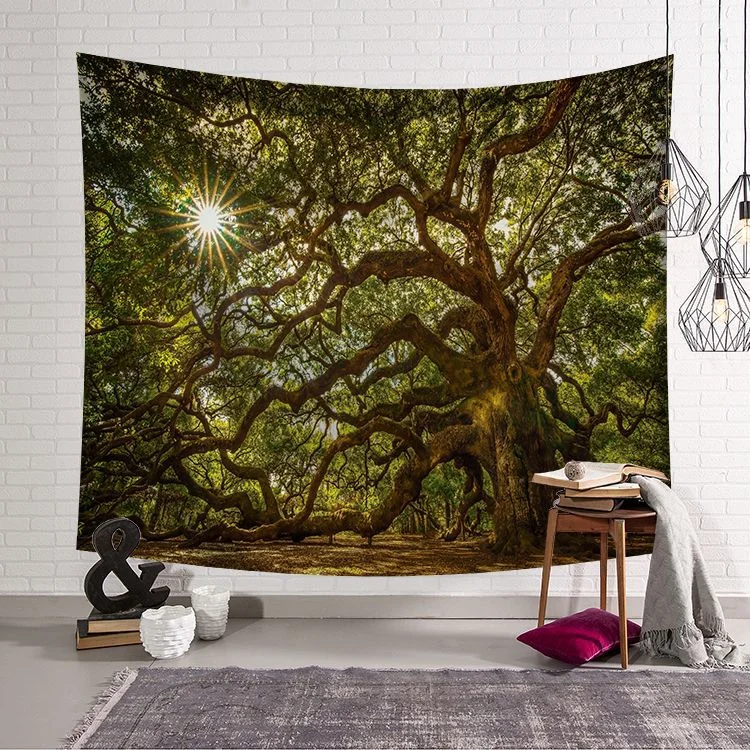 Psychedelic Forest Tapestry Wall Hanging Tapestry Blanket Farmhouse Decor Window Tapestry Headboard Polyester Yoga Shawl