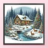 Christmas Cottage-11CT Stamped Cross Stitch 40*40cm/15.75*15.75in tapestrymarket