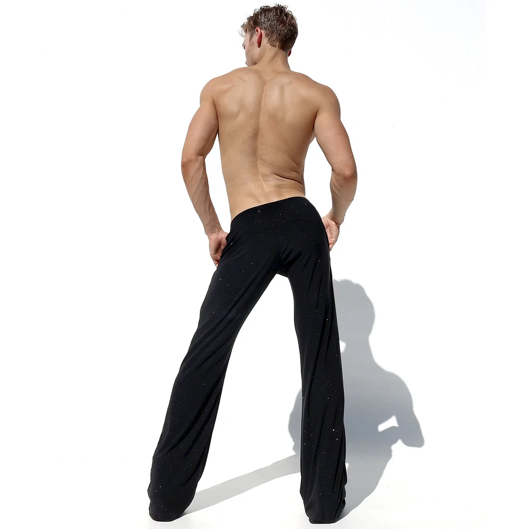 Men's Silver-plated, Glittery, Pure Cotton Loose-fitting Trousers-inspireuse