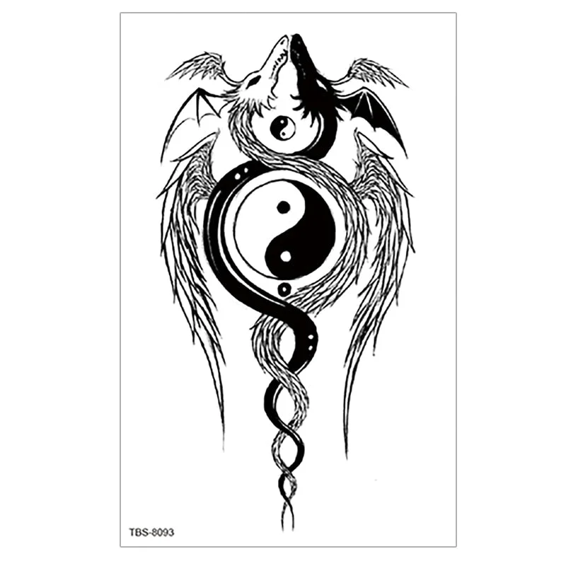 Waterproof Temporary Tattoo wolf tiger totem Fake Tatto Flash Tatoo cross angel Hand Arm middle size art Tattoos for Women men