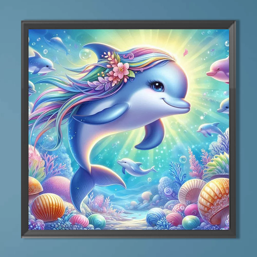 Diamond Painting - Full Round Drill - Dolphin(Canvas|40*40cm)