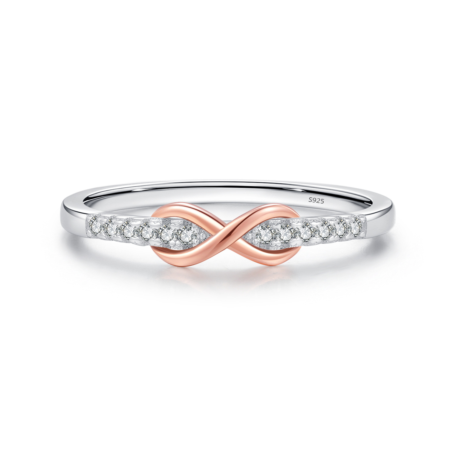 MIKAMU Mobius Loop Infinity Diamond Ring - S925 Two-Tone Silver