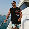 Men's Loose Comfortable Cotton Yacht Club Sleeveless T-Shirt Monaco Print Vest by Inlyline