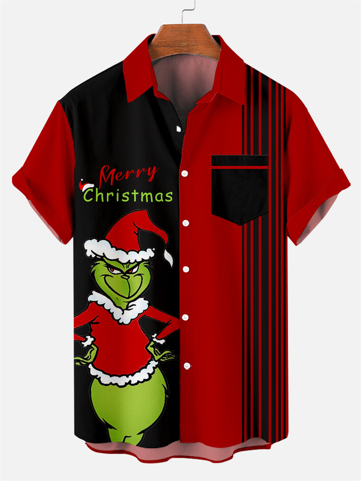 Men's Funny Christmas Cartoon Short Sleeve Shirt PLUSCLOTHESMAN