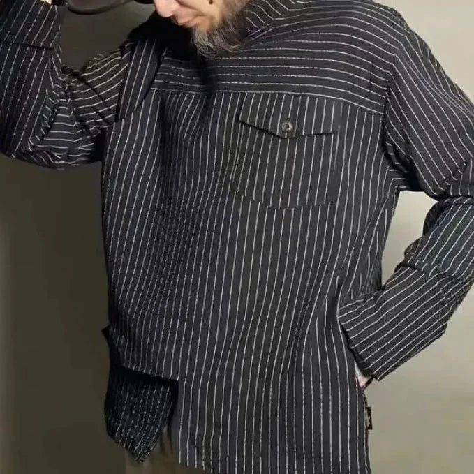 Men's Retro Casual Striped Long-Sleeved Shirt