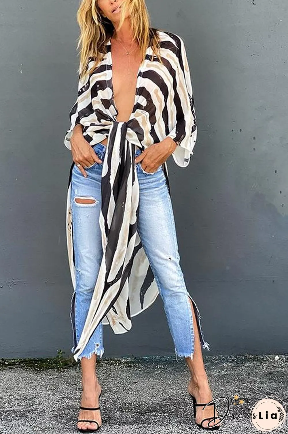 Print Slit Bat Cardigan