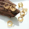 Exquisite Geometric Golden Open Ring