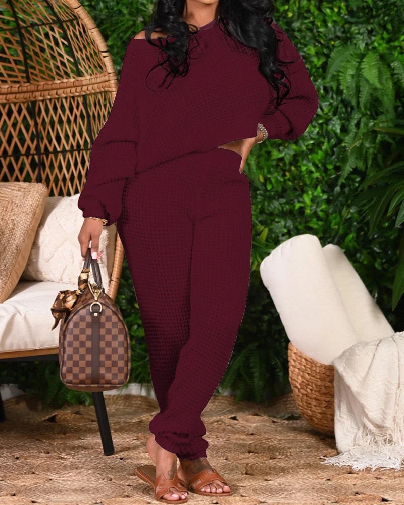 Two-piece Solid Color Bat Sleeve Sweater