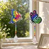 2PCS Butterfly 5D DIY Diamond Painting Wind Chimes Suncatcher Kit Double Sided Diamond Art Kits Suncatcher with Crystal Pendant for Home Wall Window Decor Adults DIY Art Craft
