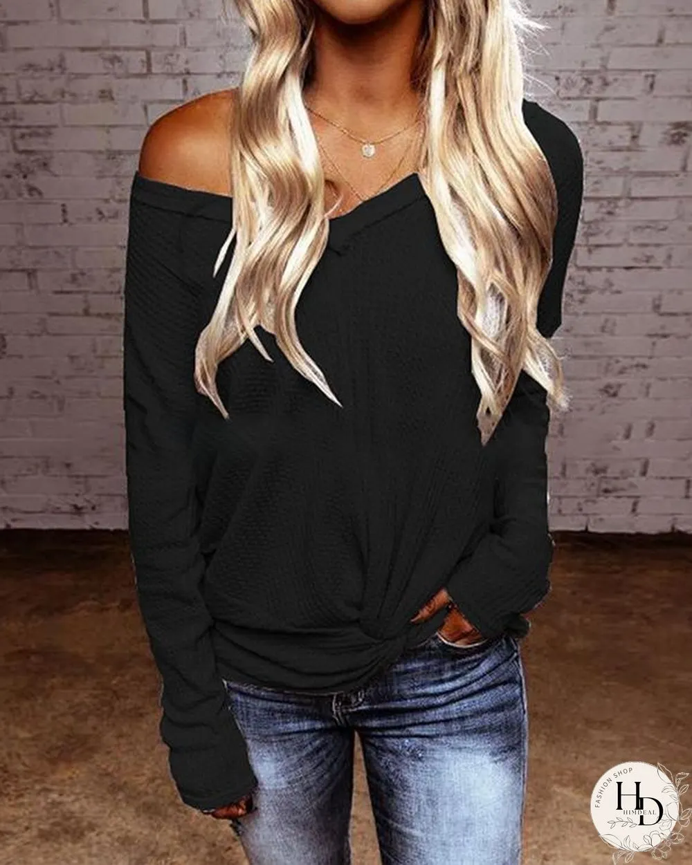 Women V-neck Fall Spring Fashion Tops Blouses
