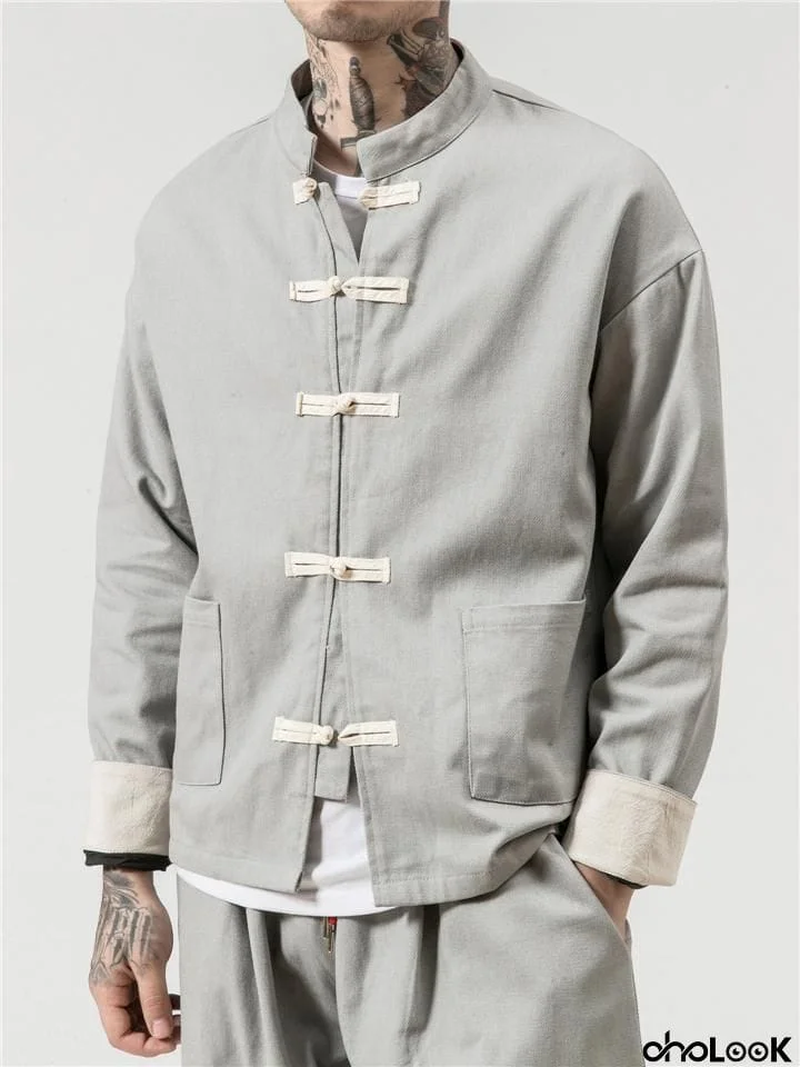 Vintage Chinese Style Button Up Linen Jackets