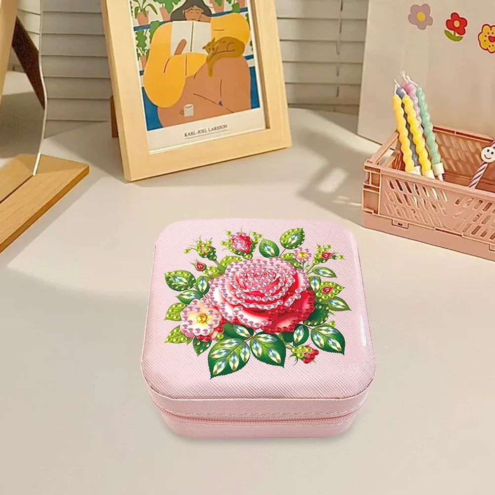 5D DIY Rose Special Shape Diamond Painting Jewelry Box for Art Crafts