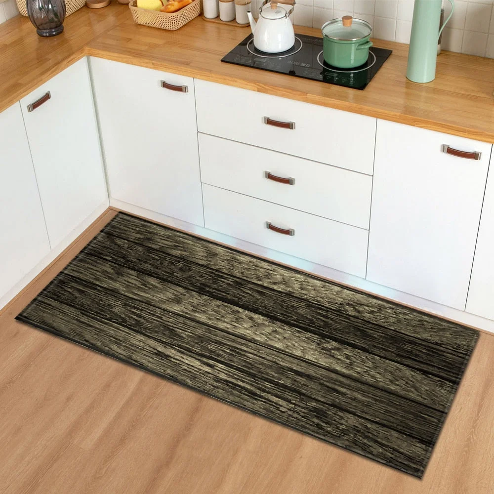 Modern Kitchen Mat  Bedroom Entrance Doormat Wood grain Home Hallway Floor Decoration Living Room Carpet Bathroom Anti-Slip Rug