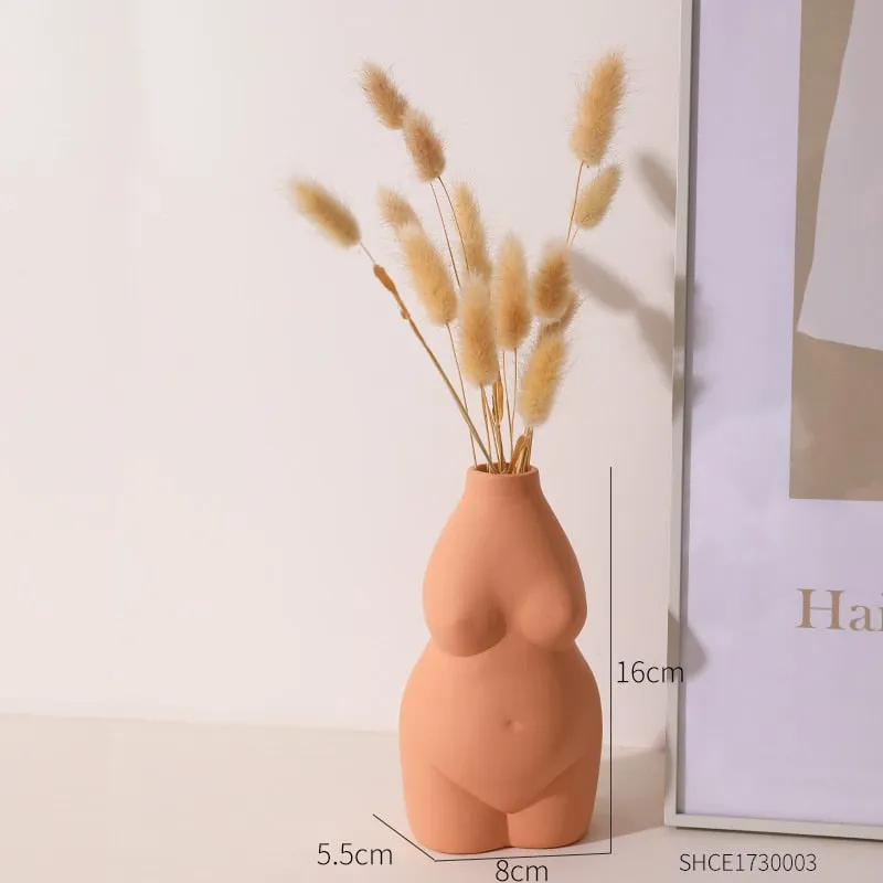 Nordic Home Decoration Human Body Sculpture Creative Ceramic Vase Living Room Decor Accessories Office Desk Decorative Vase