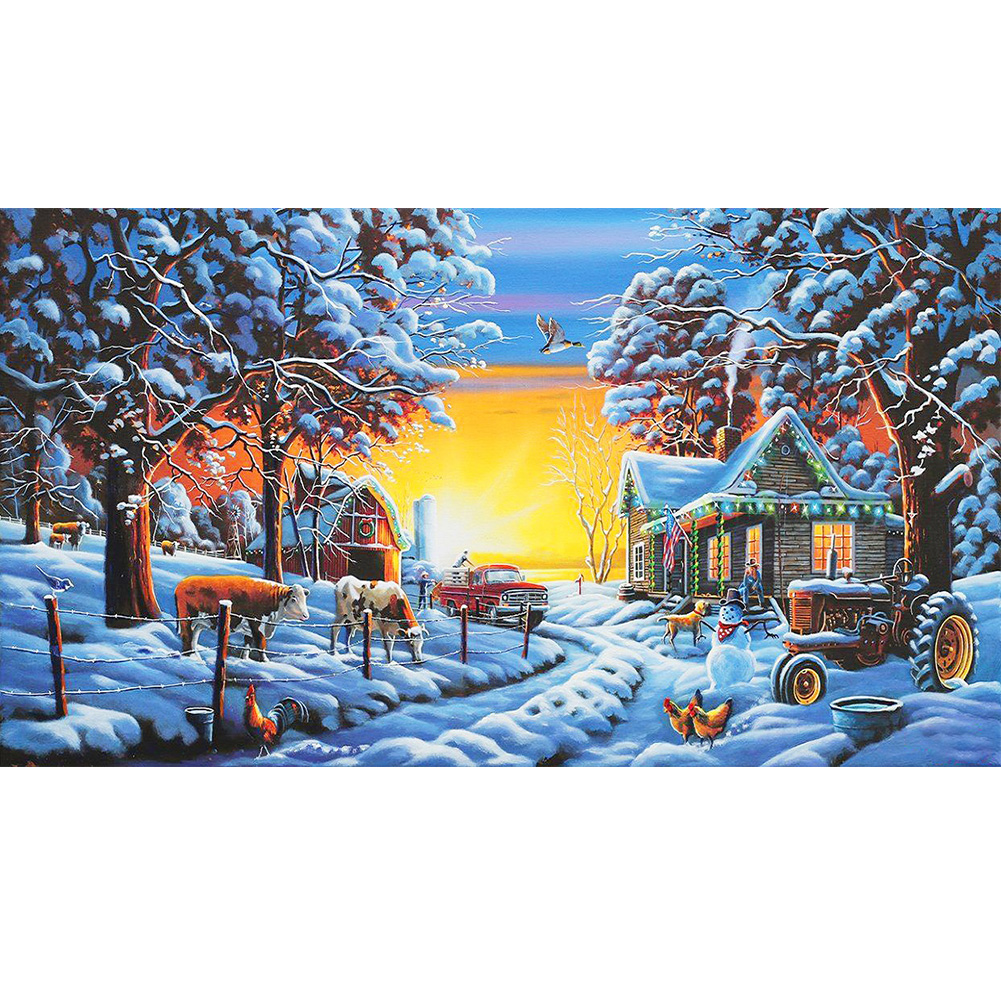 

Snow Village - Round Drill Diamond Painting - 80*40CM (Big Size), 501 Original