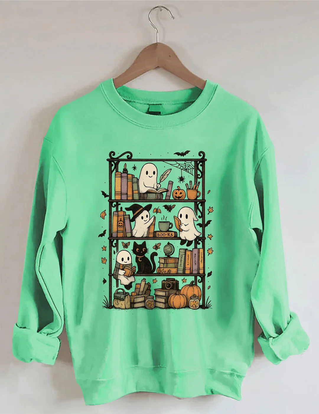 Retro Halloween Bookshelf Sweatshirt
