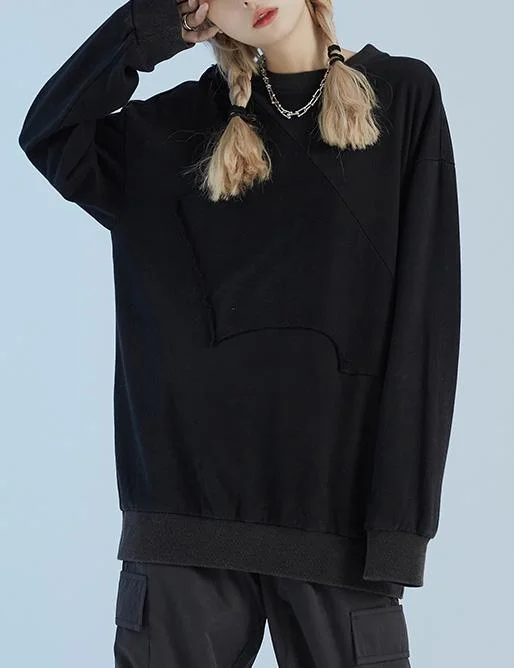 Art black Fashion clothes For Women Gifts o neck patchwork outwear