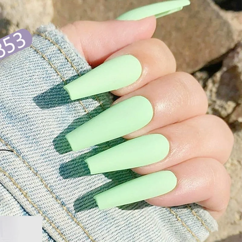 24pcs/Set Long Coffin Fake Nails Pearl Heart Pattern White French False Nails Acrylic Bride Ballerina Nail Decoration Art Tips-Nail Inspo