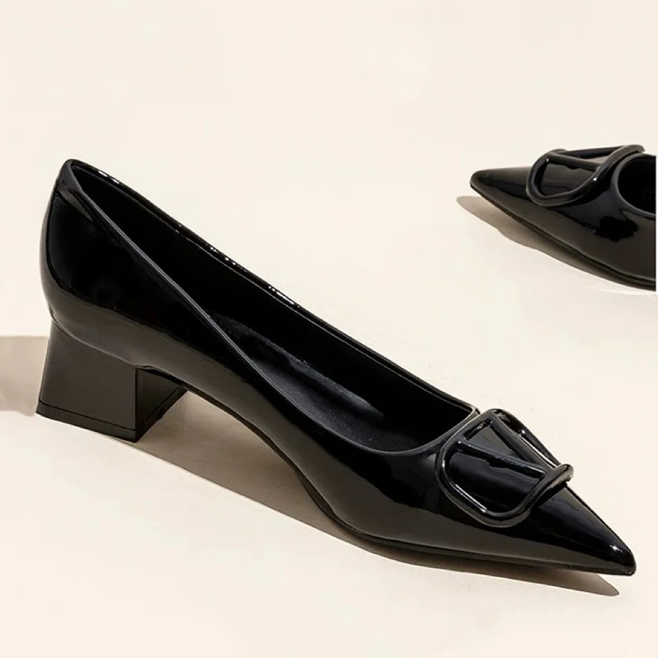 Breakj Breakj Temperament Net Red Fashion Sharp Thick Heel Single Shoes Women 2025 New Shallow-Mouthed Comfortable Career Heel High Heels