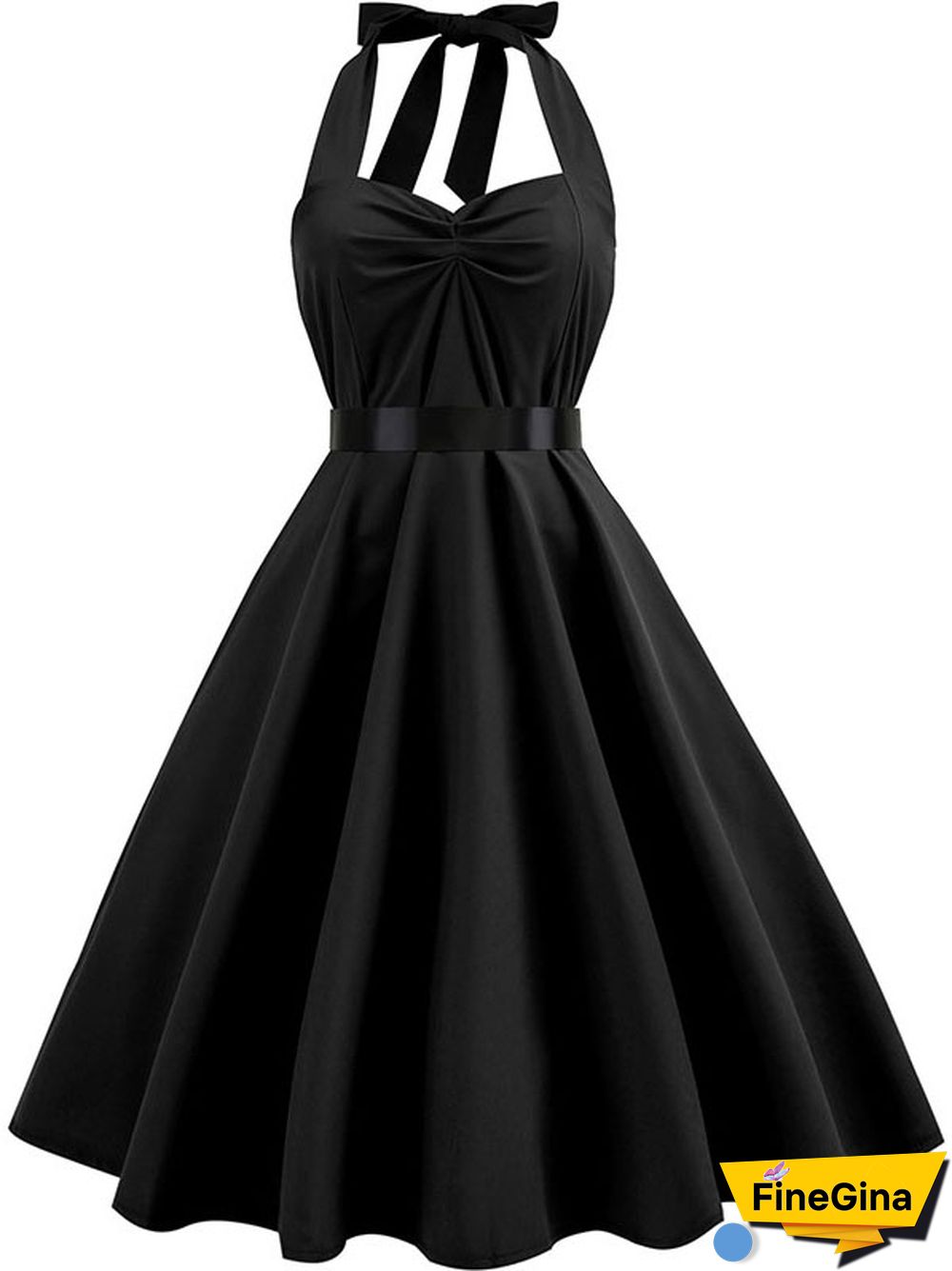 Sexy Halter Party Dress Retro Polka Dot Hepburn Vintage 50s 60s Pin Up Rockabilly Dresses Robe Elegant Midi Dress