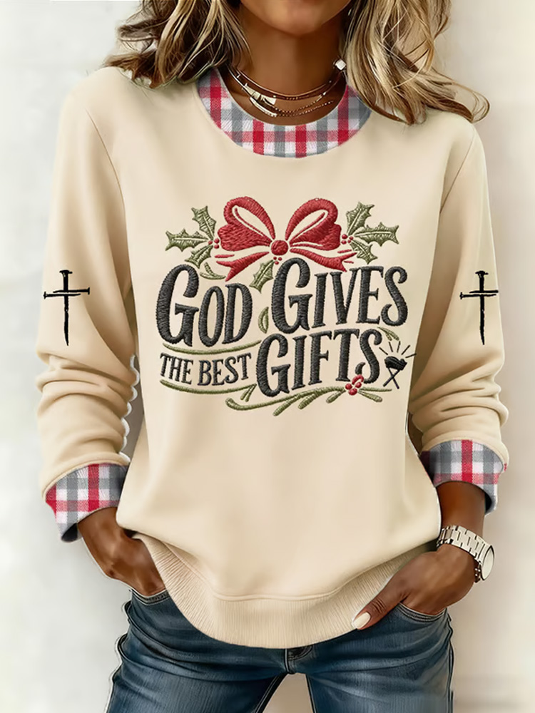 Women's Christmas Faith Print Crew Neck Sweatshirt wearshes