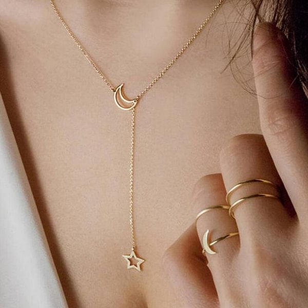 Fashion simple Moon Star Necklace collarbone chain short neck chain - Shop Trendy Women's Fashion | TeeYours