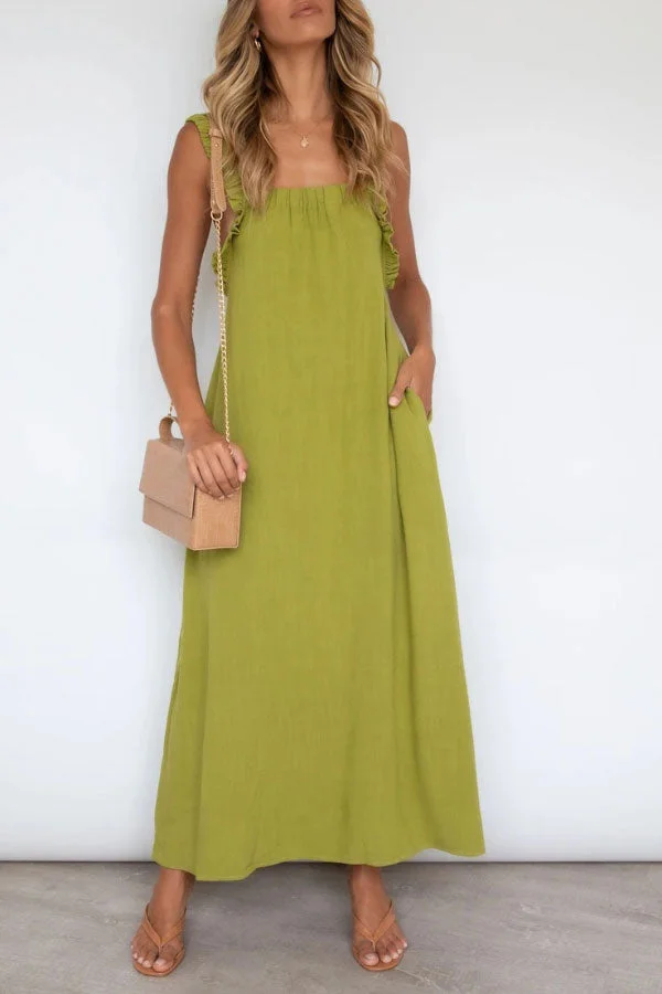 Casual Fungus Lace Loose Backless Maxi Dress