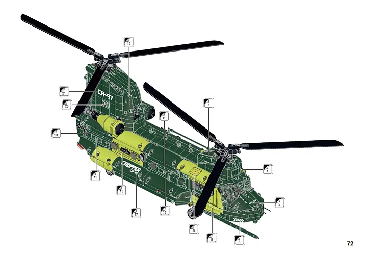 KAVOWORLD 99934 CH-47 Chinook Building Set | 1622 Pieces | 1:18 Scale