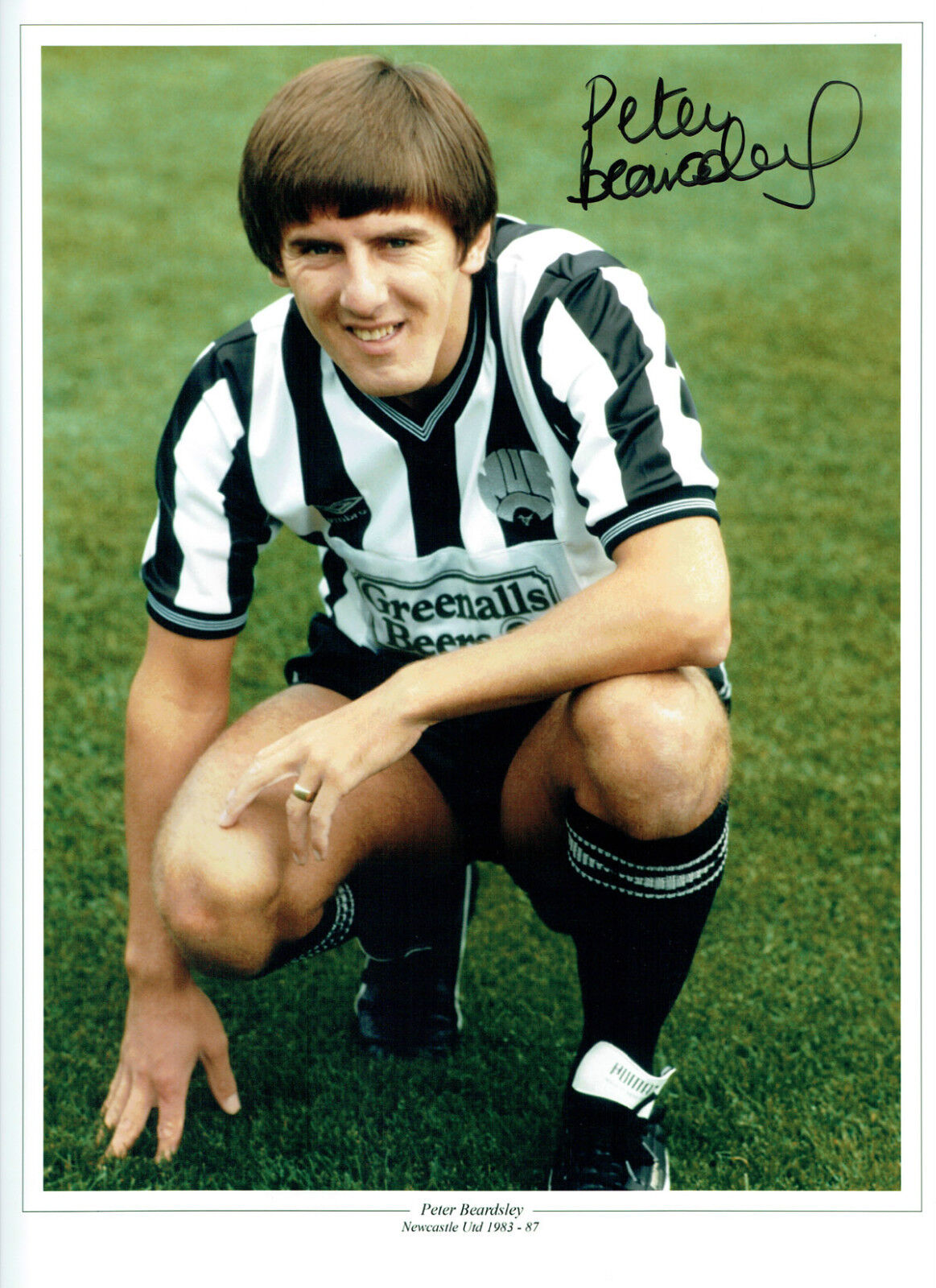 Peter BEARDSLEY Signed Autograph 16x12 Newcastle United Photo Poster painting AFTAL COA