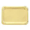 10 Pack | Metallic Gold 9" Paper Cardboard Serving Trays, Rectangle Party Platters With Scalloped Rim - 400 GSM