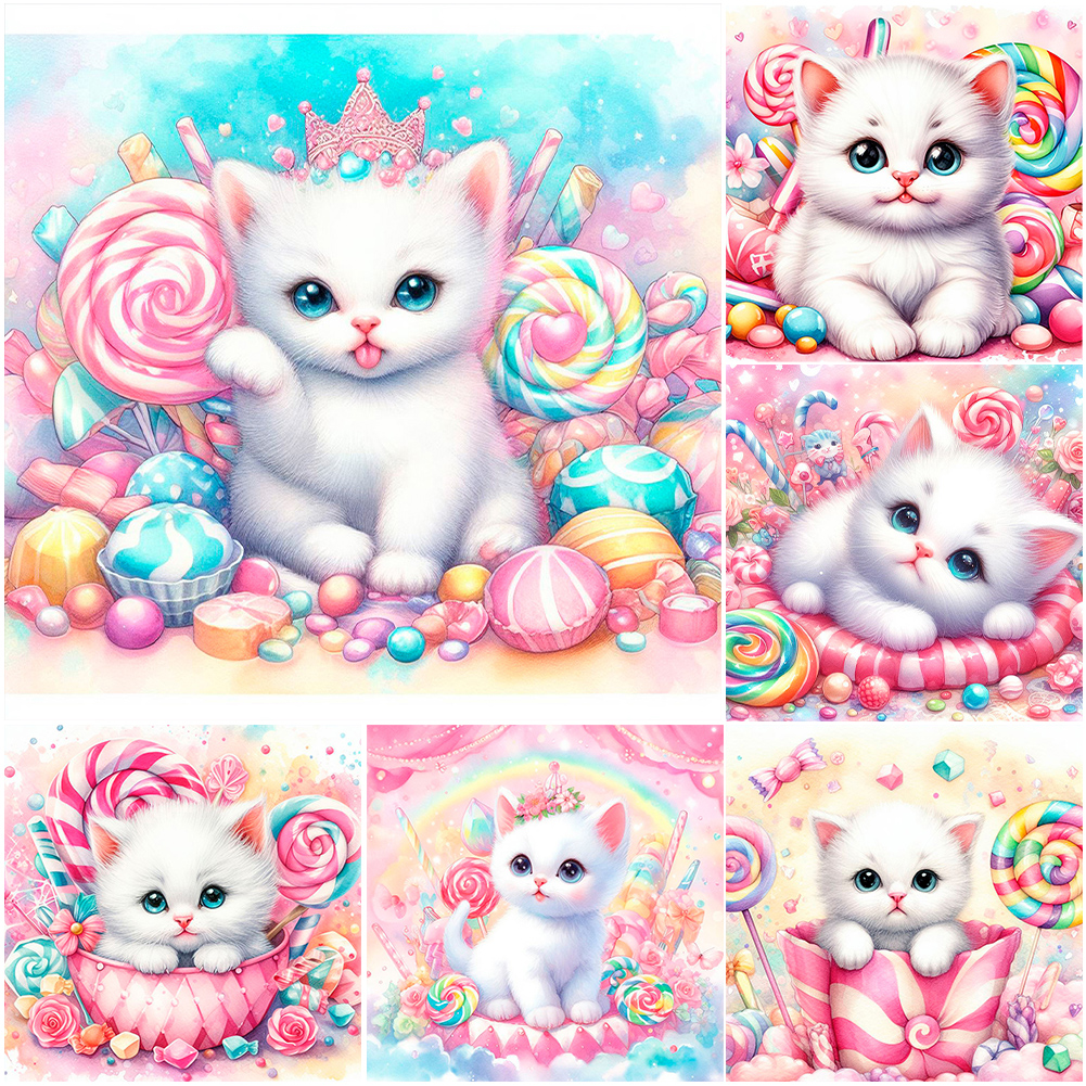 Candy Cat - Full Round - Diamond Painting (30*30cm)