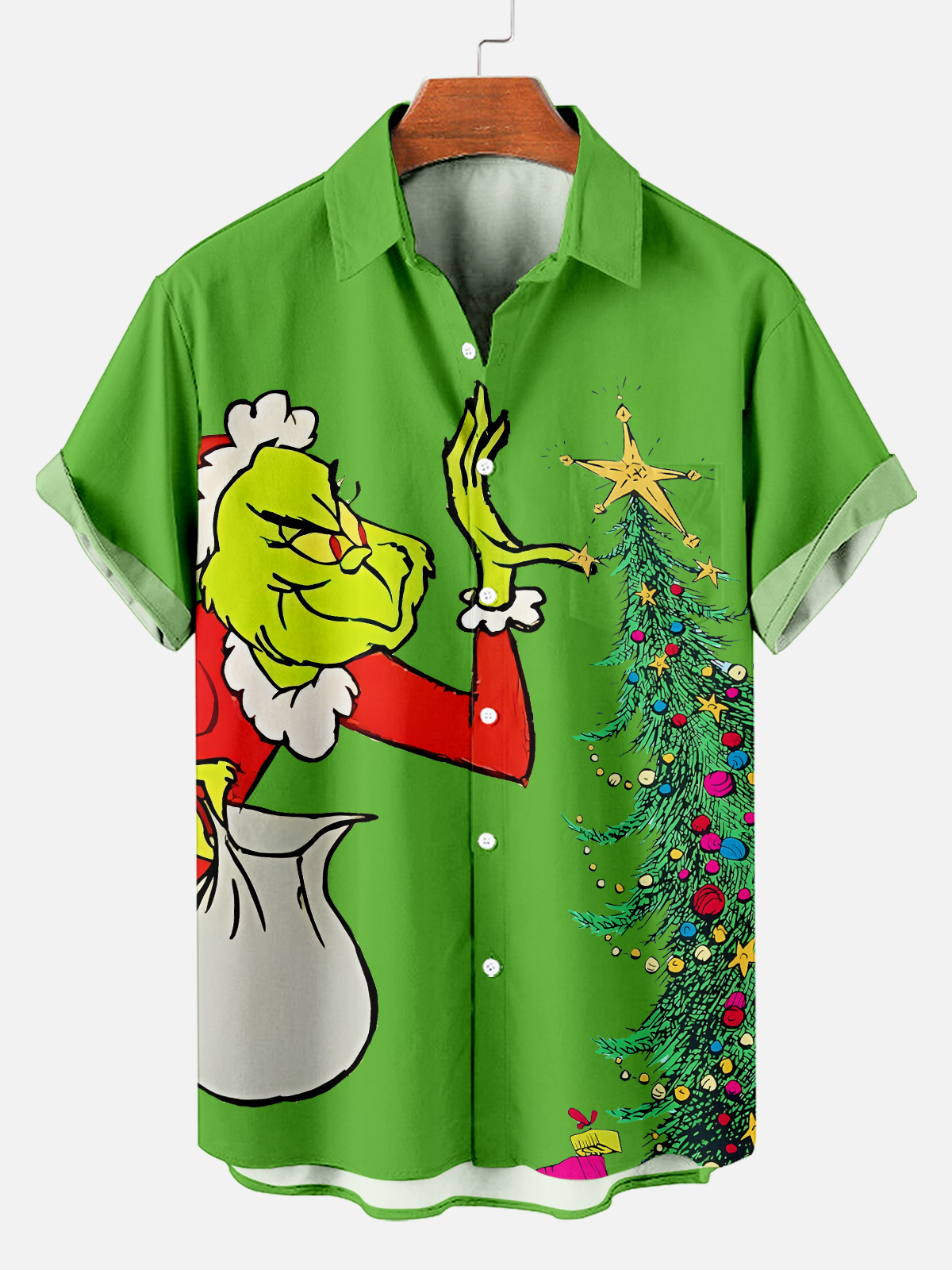 Men revisit classic Christmas character print shirt PLUSCLOTHESMAN