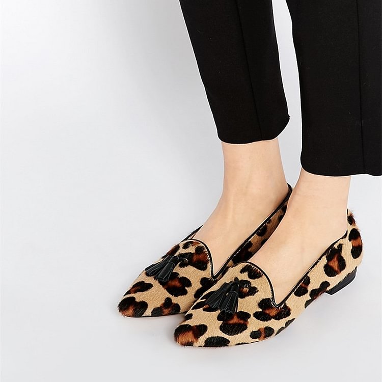 Women's Comfortable Suede Cute Leopard Print Flats Shoes |FSJ Shoes