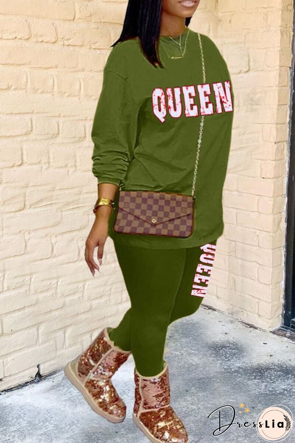 Casual Letter Print Basic Two Pieces