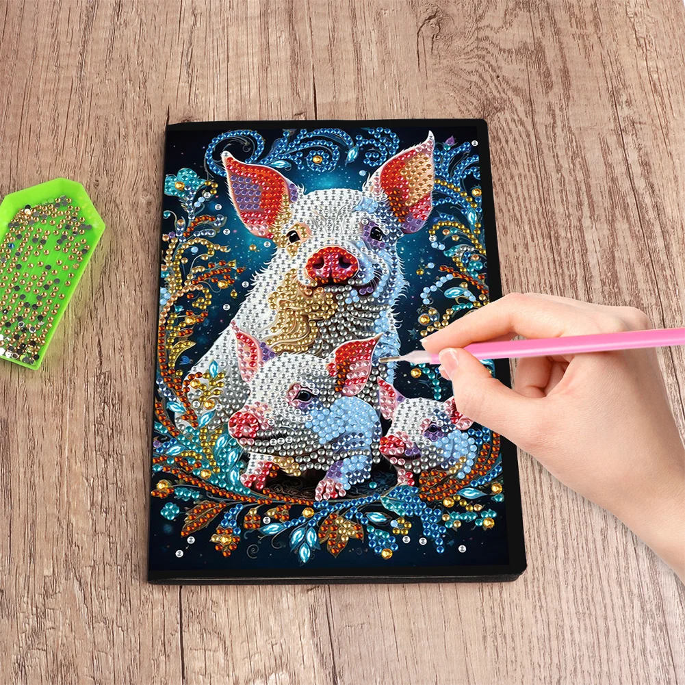Pig Special Shaped A5 5D DIY Diamond Art Painting Notebook Kit for Friends