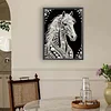 Horse Premium 5D Diamond Painting Kit Black & White Pearls painting Sparkling Special Shaped Diamond painting