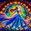 Cinderella Stained Glass Full DIY 5D Round Drill Diamond Painting Kit for Adults/Beginners Home Decor Diamond Dots Paintings Picture Arts Craft 40x40cm