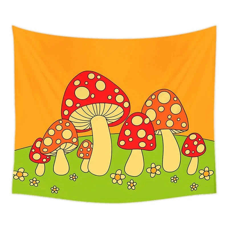 Mushroom Tapestry Wall Decor Girls Dorm Room Wall Hanging Aesthetic Room Let's Take a Try Psychedelic Wall Decoration INS Print