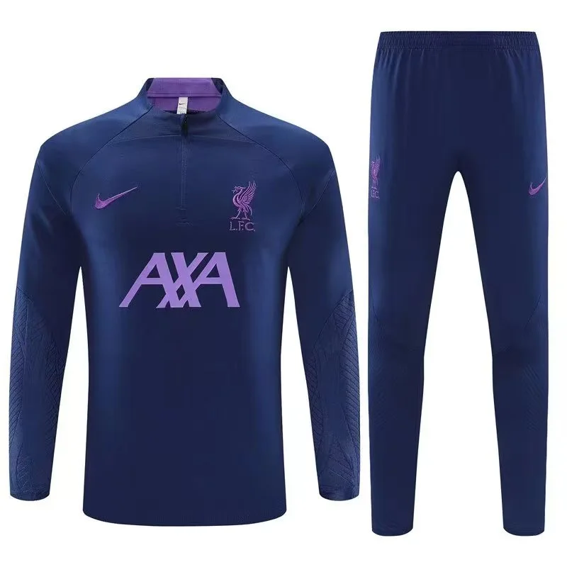 23/24 Liverpool Half-Pull Training Suit Blue Football Jersey Set Thai Quality