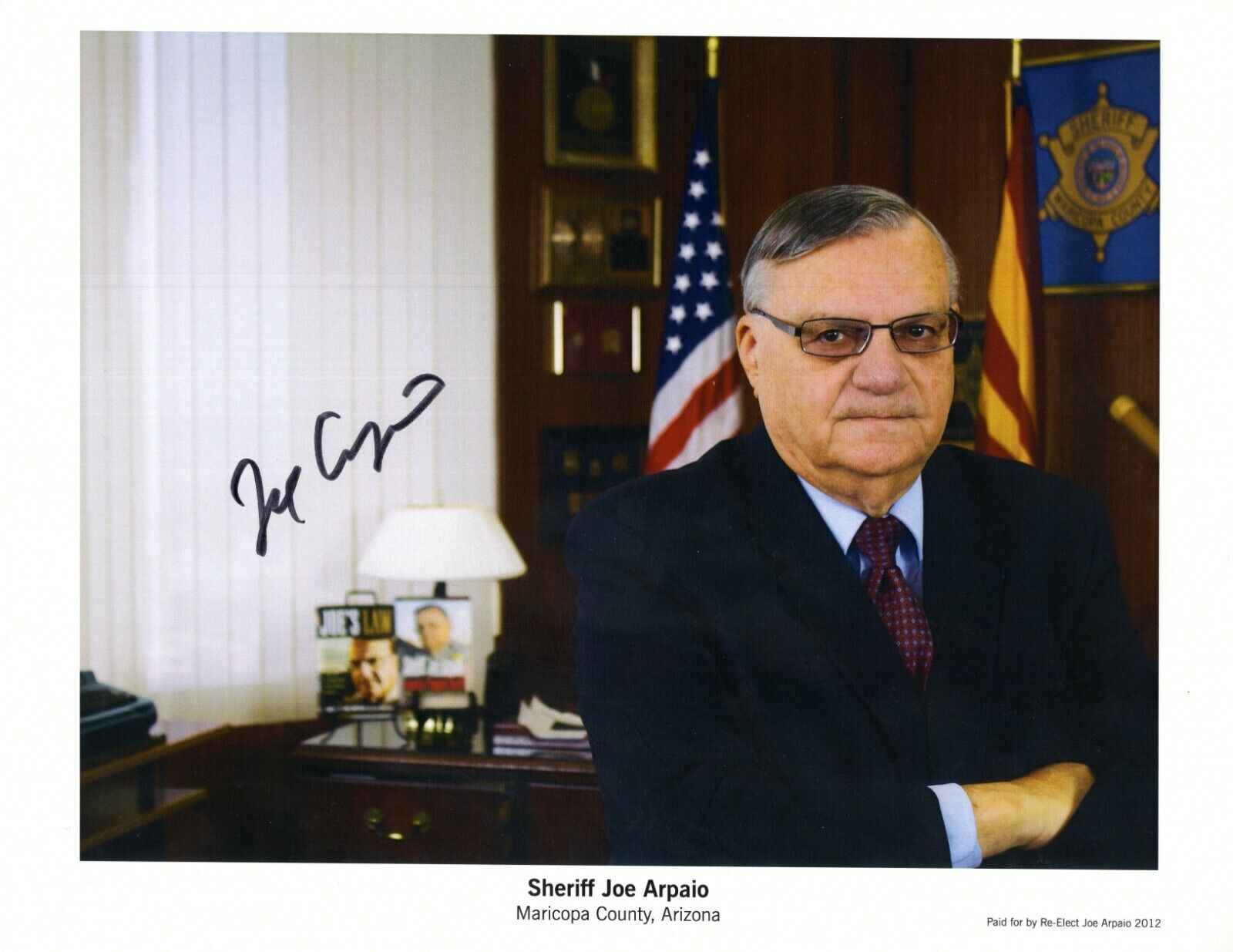 Joe Arpaio Maricopa County Arizona Sheriff Hand Signed Autograph 8.5x11.25 Photo Poster painting