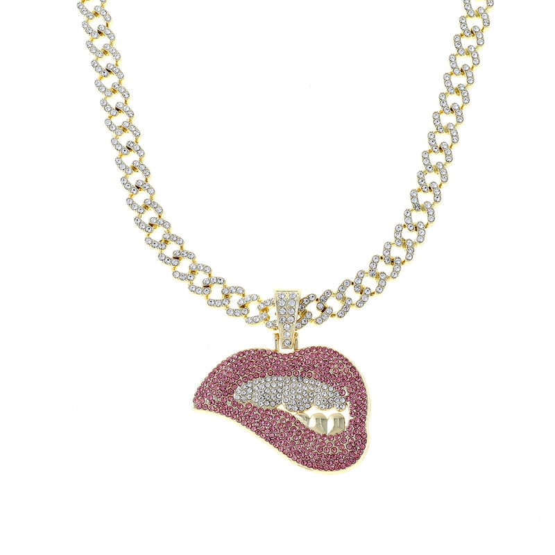 Casual Hip-Hop Lips Heart Shape Octopus Zinc Alloy Inlay Rhinestones Men’s Pendant Necklace