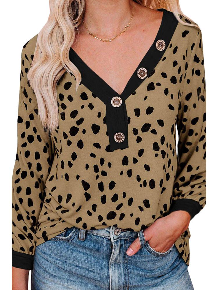 Women Long Sleeve V-Neck Printed Top