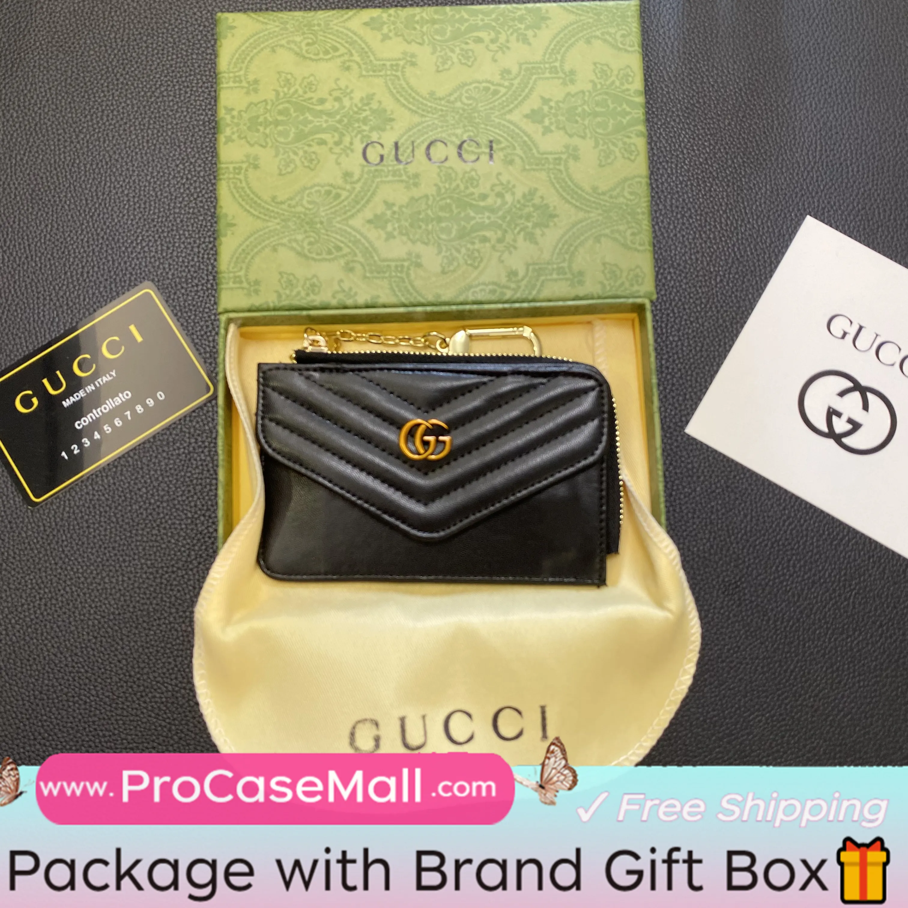 Gucci Elegant Leather GG Multi-Slot Wallet Card Holder