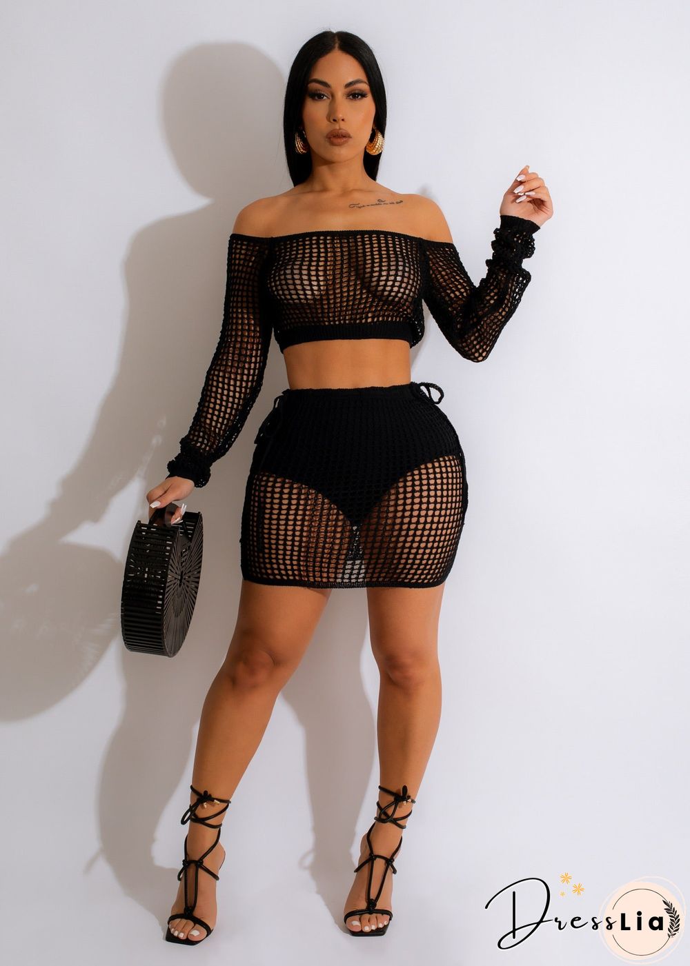 Beachwear Knitted Crochet Cover Ups 2 Piece Sets