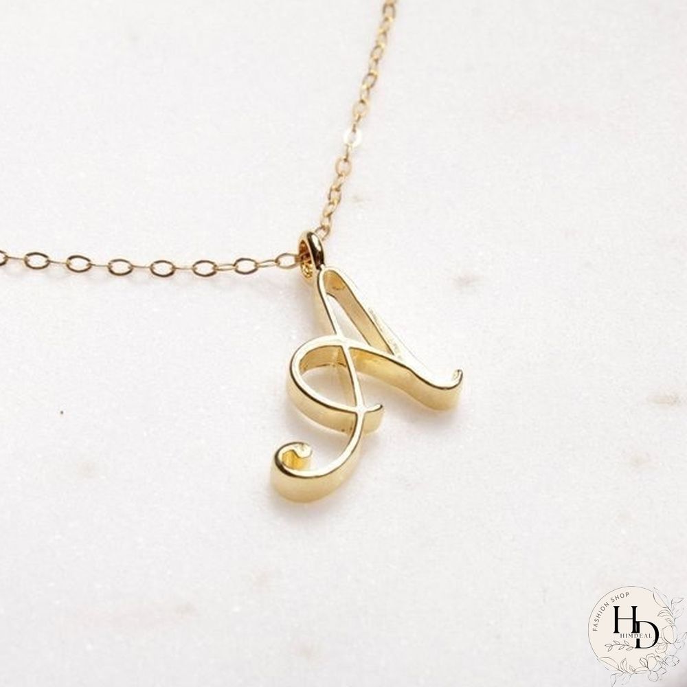 Letter Name Necklace Alphabet Initial Cursive Gold Silver Personalized Bridesmaid Gift