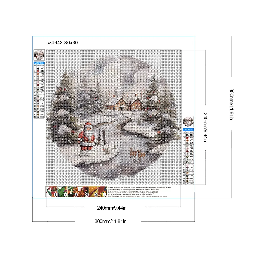 Full Round Diamond Painting 30*30cm - Santa Claus In The Snow