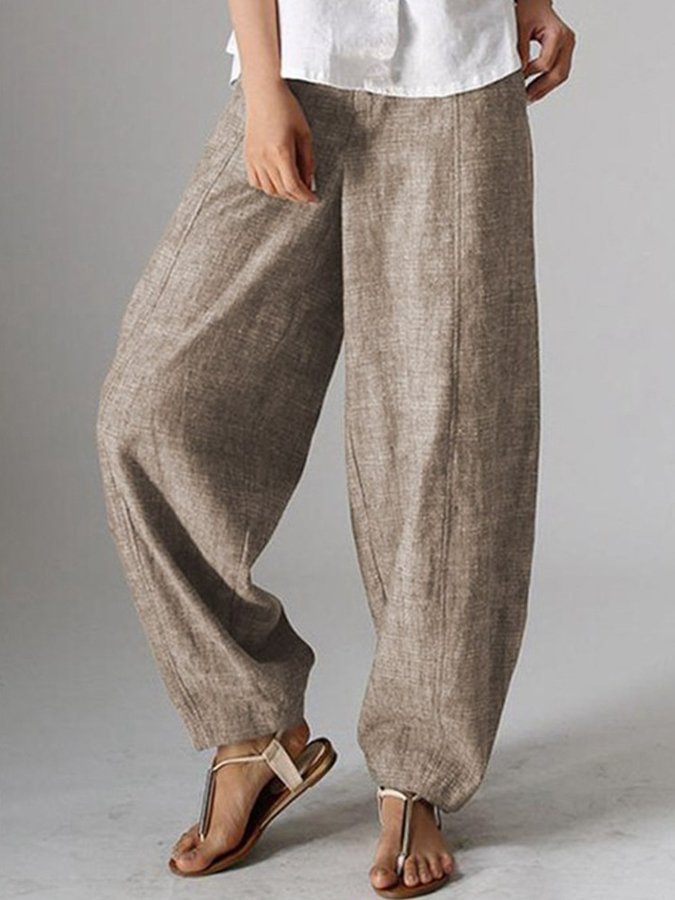 Women's Casual Solid Color Baggy Pockets Harem Pants
