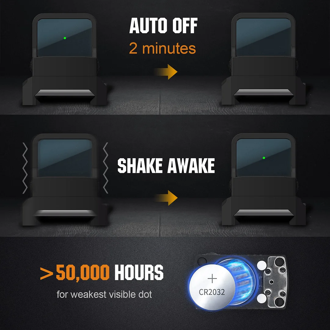 ohhunt® 1X21X15mm Green Dot Sight 3 MOA Reflex Sight Pistol Green Dot Scope with 21mm Picatinny Rail Mounts 10 Brightness Settings Shake Awake IPX7 Waterproof