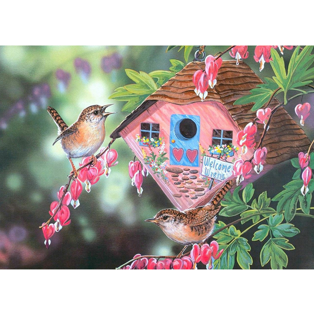 

Happy Bird Houses-Round Drill Diamond Painting-40*30CM, 501 Original